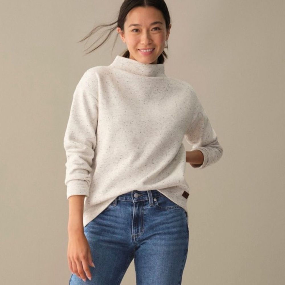 L.L. Bean Women's Double L Soft Donegal Mock Neck Sweatshirt Funnelneck Cozy